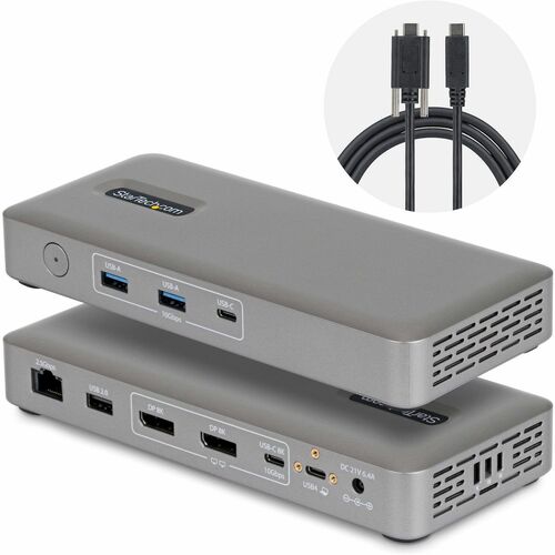 StarTech USB4 Docking Station, Driverless Dual 4K for macOS and Windows, Universal USB-C Dock with 100W Laptop Charging an