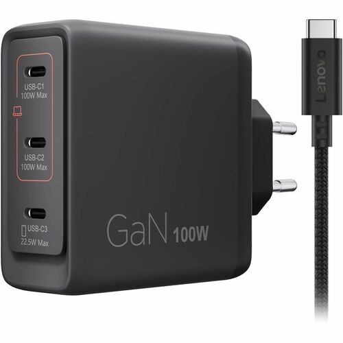 Lenovo 100 W AC Adapter - 1 Box - Universal Adapter - 3 USB Type-C - For PC, Notebook, Smartphone, Mobile Device - Europe 
