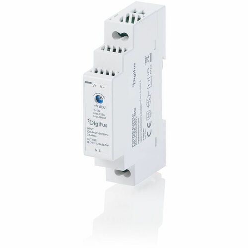 Digitus DN-PWR-SST-1512 Power Supply - 15 W - DIN Rail Mountable, Enclosed - 120 V AC, 230 V AC Input - 12 V DC Output - 8