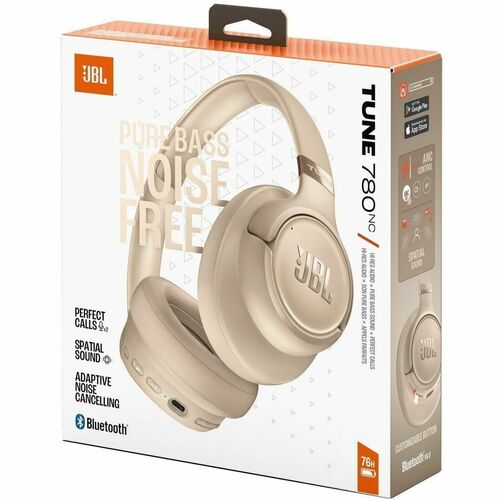 JBL Tune 780NC Wired/Wireless Over-the-ear, On-ear, Over-the-head Stereo Headset - Beige - Binaural - Ear-cup - Bluetooth 