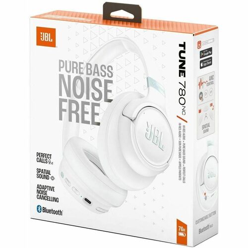 JBL Tune 780NC Wired/Wireless Over-the-ear, On-ear, Over-the-head Stereo Headset - White - Binaural - Ear-cup - Bluetooth 