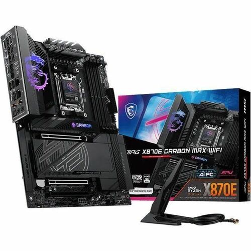 MSI MPG X870E CARBON MAX WIFI Gaming Desktop Motherboard - AMD X870E Chipset - Socket AM5 - ATX - Ryzen 9, Ryzen 7 Process