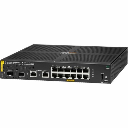 Aruba CX 6000 14 Ports Manageable Ethernet Switch - Gigabit Ethernet - 10/100/1000Base-T, 1000Base-X - 2 Layer Supported -