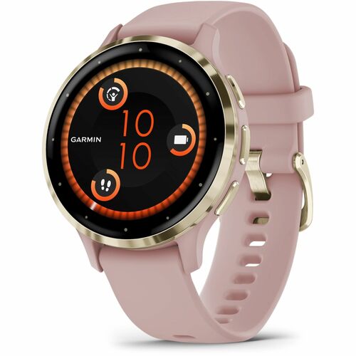 Garmin Venu 3S Smart Watch - Dust Rose Case Color - Phone, Speaker, Text Messaging - Sleep Quality, Stress - GPS - 240 Hou
