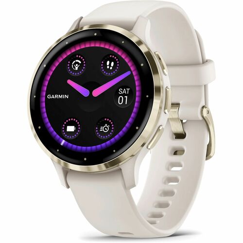 Garmin Venu 3S Smart Watch - Round Case Shape - 41 mm Case Height - 41 mm Case Width - Soft Gold Stainless Steel Body Colo