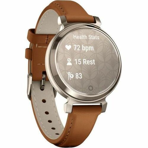 Garmin Lily 2 Classic Smart Watch - 35.40 mm Case Height - 35.40 mm Case Width - Cream Gold Case Color - Tan Band Color - 