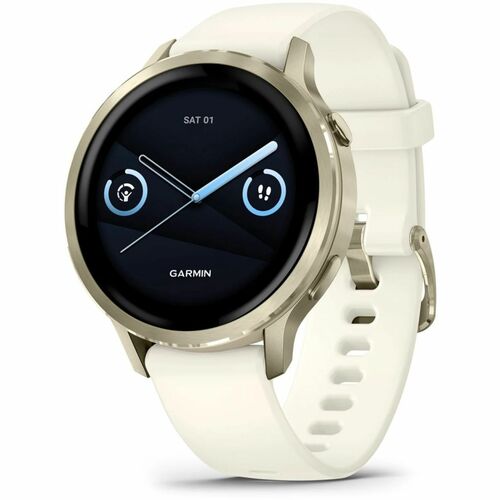 Garmin Venu 4 Smart Watch - Lunar Gold Case Color - Bone Band Color - Stainless Steel, Metal Body Material - Fiber Reinfor