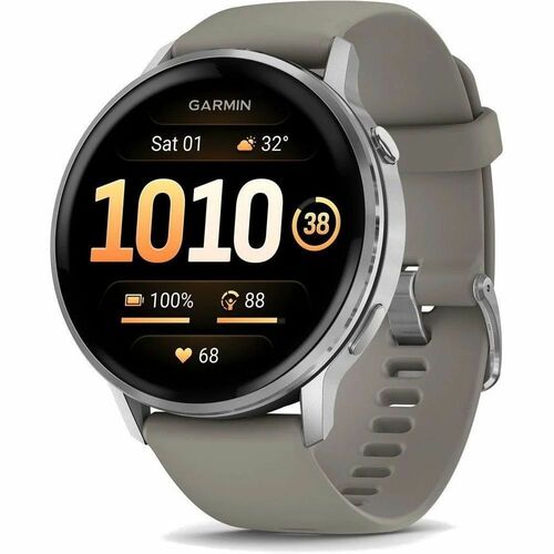 Garmin Venu 4 Smart Watch - Silver Case Color - Silver, Grey Band Color - Stainless Steel, Metal Body Material - Fiber Rei