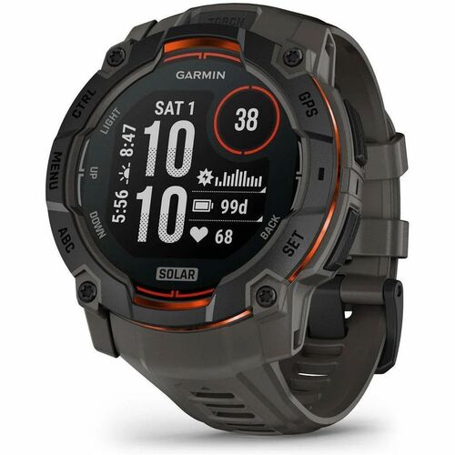 Garmin Instinct 3 Smart Watch - Black Body Color - Charcoal Band Color - Aluminium Body Material - Fiber Reinforced Polyme