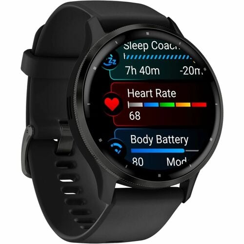 Garmin Venu 3 Smart Watch - 45 mm Case Height - 45 mm Case Width - Slate, Black Case Color - Black Band Color - Stainless 