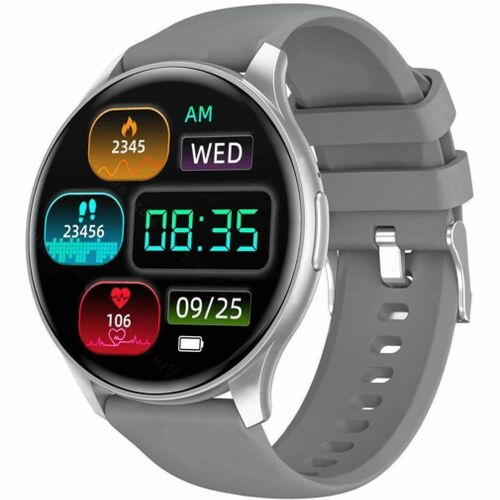 Carneo Gear+ Essential 2nd Generation Smart Watch - 8 mm Case Thickness - 44 mm Case Width - Silver Body Color - Grey Band