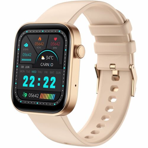 Carneo Zenith HR+ Smart Watch - Gold, Rose Gold Body Color - Tempered Glass Body Material - Pedometer - Phone, Text Messag