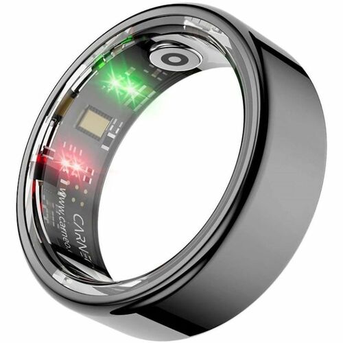 Carneo Smart Ring - Finger Wearable - Titanium Black - Pedometer - Text Messaging, Push Notification - Stress, Heart Rate,