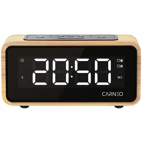 Carneo CF90 Counter Clock Radio - 2 x Alarm - FM - USB - Speaker - Built-in Battery - Battery Rechargeable
