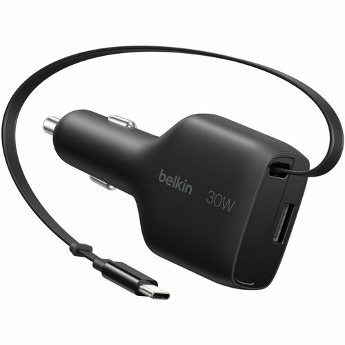 Belkin BoostCharge 30 W Auto Adapter - Universal Adapter - For iPhone, iPad Air, iPad Pro, MacBook Pro - 70 cm Cable - 12 