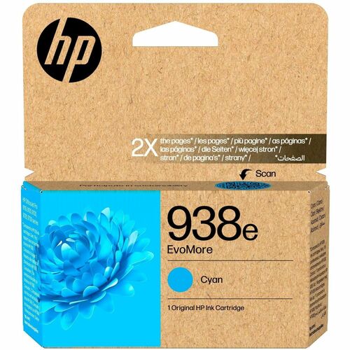 HP EvoMore 938e Original High Yield Inkjet Ink Cartridge - Cyan - 1 Pack - 1,650 pages