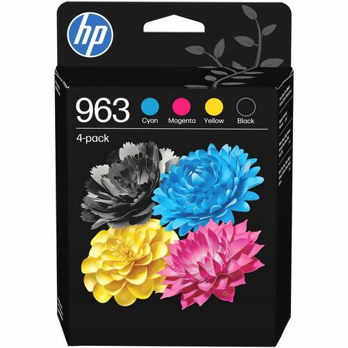 HP 963 Original Standard Yield Thermal Inkjet Ink Cartridge - Combo Pack - Black, Cyan, Magenta, Yellow - 4 Pack - 21.5 mL
