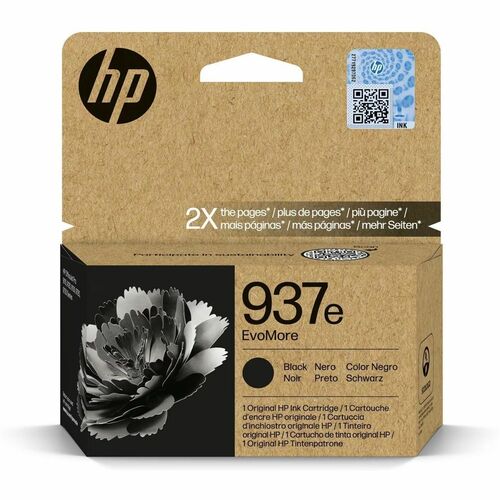 HP EvoMore 937e Original High Yield Inkjet Ink Cartridge - Black - 1 Pack - 53 mL - 2500 Pages
