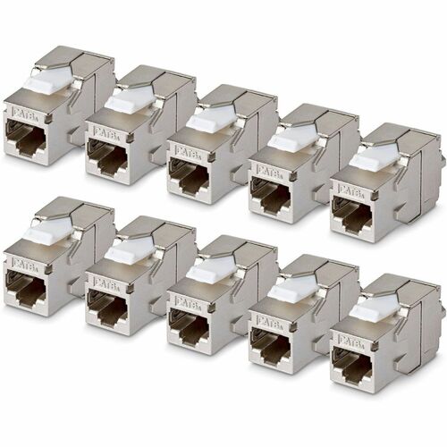StarTech.com Jack Keystone Cat6a Blindé, Lot de 10 Prises Ethernet RJ45 Keystone, Prise Murale STP Cat6a, 180 Degrés Sans 