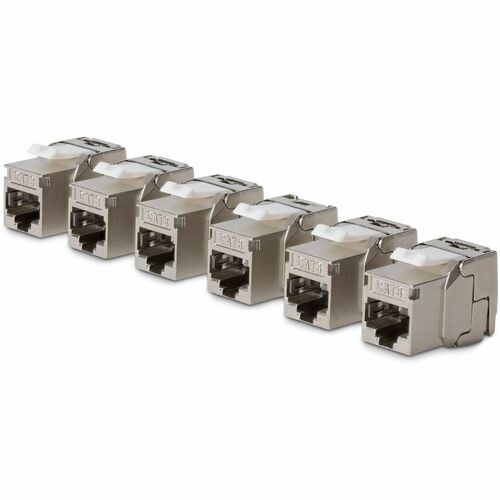 StarTech.com Jack Keystone Cat8, Lot de 6 Prises Ethernet RJ45 Keystone, Prise Murale STP Cat8, 180 Degrés Sans Outil - Bl