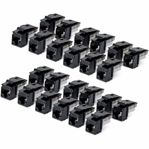 StarTech.com Jack Keystone Cat6, Lot de 24 Prises Ethernet RJ45 Keystone, Prise Murale UTP Cat6, Connecteur à 90° 110 Punc