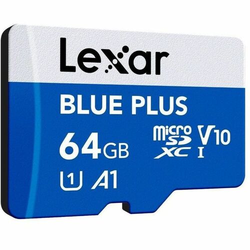Lexar BLUE PLUS 64 GB Class 10/UHS-I (U1) V10 microSDXC - 100 MB/s Read - 10 Year Warranty