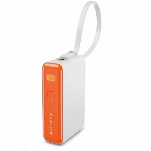 Hyperjuice Flex HJ5401OGGL Power Bank - Vermilion Orange - For Smartphone, Tablet PC, Notebook, USB Type A Device, USB Typ