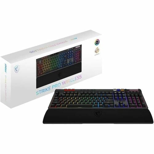 MSI STRIKE PRO WIRELESS Gaming Keyboard - Wired/Wireless Connectivity - Bluetooth/RF - 2.40 GHz - USB 2.0 Type C Interface