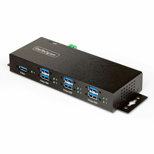 7-PORT MANAGED USB HUB WITH 7X USB-A HEAVY DUTY WITH METAL INDUSTRIAL HOUSING ESD/SURGE PROTECTION WALL/DESK/DIN-RAIL MOUN
