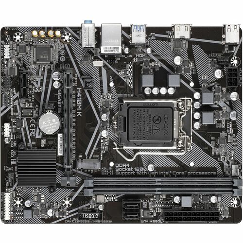 GIGABYTE Ultra Durable H410M K 2.0 Desktop Motherboard - Intel H410 Chipset - Socket LGA-1200 - Micro ATX - Core i3, Core 
