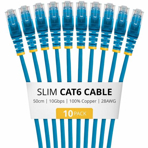 StarTech.com Slim 50 cm Category 6 Network Cable - 10 Pack - Cable for IP Camera, Network Device, Router, Switch - First E