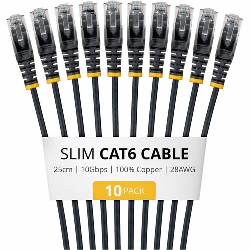 StarTech.com Slim 25 cm Category 6 Network Cable - 10 Pack - Cable for IP Camera, Network Device, Router, Switch - First E