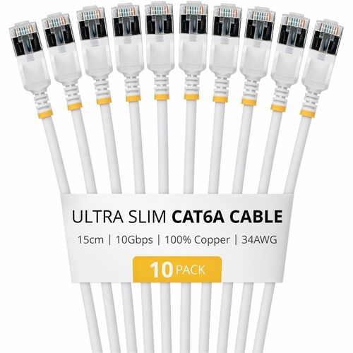 StarTech.com Ultra Slim 15 cm Category 6a Network Cable - 10 Pack - Cable for Network Device, Router, Switch - First End: 