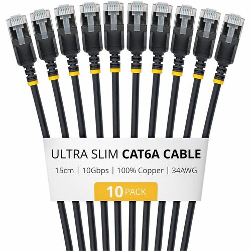 StarTech.com Ultra Slim 15 cm Kategorie 6a Netzwerkkabel - 10 Pack - Cable for Netzwerkgerät, Router, Schalter - 10 Gbit/s