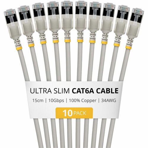 StarTech.com Ultra Slim 15 cm Kategorie 6a Netzwerkkabel - 10 Pack - Cable for Netzwerkgerät, Router, Schalter - 10 Gbit/s
