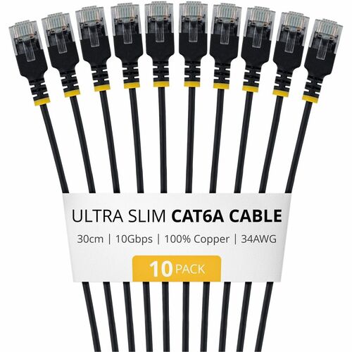 StarTech.com Ultra Slim 30 cm Kategorie 6a Netzwerkkabel - 10 Pack - Cable for Netzwerkgerät, Router, Schalter - 10 Gbit/s