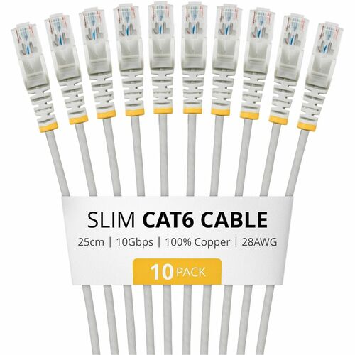 StarTech.com Slim 25 cm Kategorie 6 Netzwerkkabel - 10 Pack - Cable for IP-Kamera, Netzwerkgerät, Router, Schalter - 10 Gb