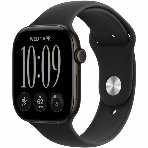 Watch Series 12 GPS + Cellular 46mm Black Aluminium Case with Black Sport Band - M/L