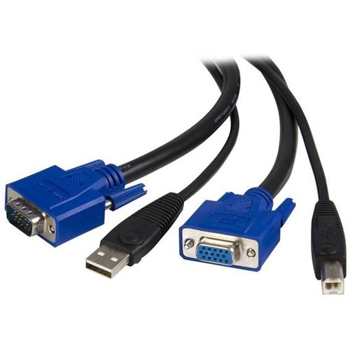 StarTech.com 6 ft 2-in-1 USB KVM Cable - Cable for KVM Switch - First End: 1 x 4-pin USB 2.0 Type A - Male, 1 x 15-pin HD-