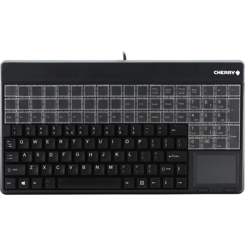CHERRY G86-61401 SPOS (Small Point of Sale) Keyboard - 123 Keys - 60 Relegendable Keys - Touchpad - USB - Black