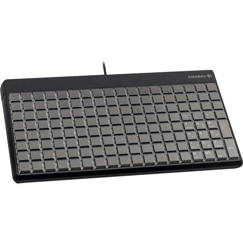 CHERRY SPOS Rows and Columns Keyboard - 142 Keys - 142 Relegendable Keys - Magnetic Stripe Reader - USB - Black