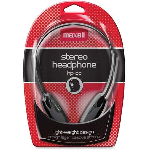 Maxell HP-100 Lightweight Stereo Headphone - Stereo - Black - Mini-phone (3.5mm) - Wired - 20 Hz 20 kHz - Nickel Plated Co