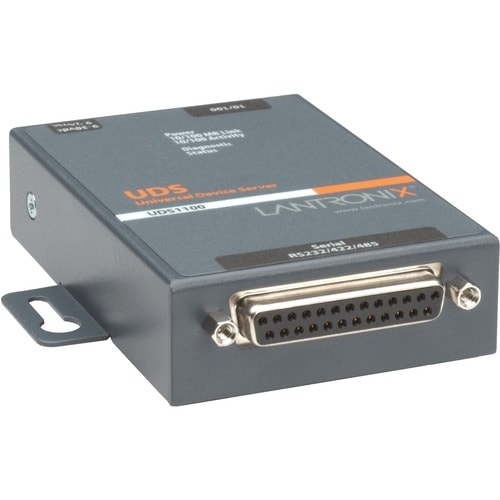 Lantronix UDS1100 - One Port Serial (RS232/ RS422/ RS485) to IP Ethernet Device Server - UL864, US Domestic 110VAC - Conve